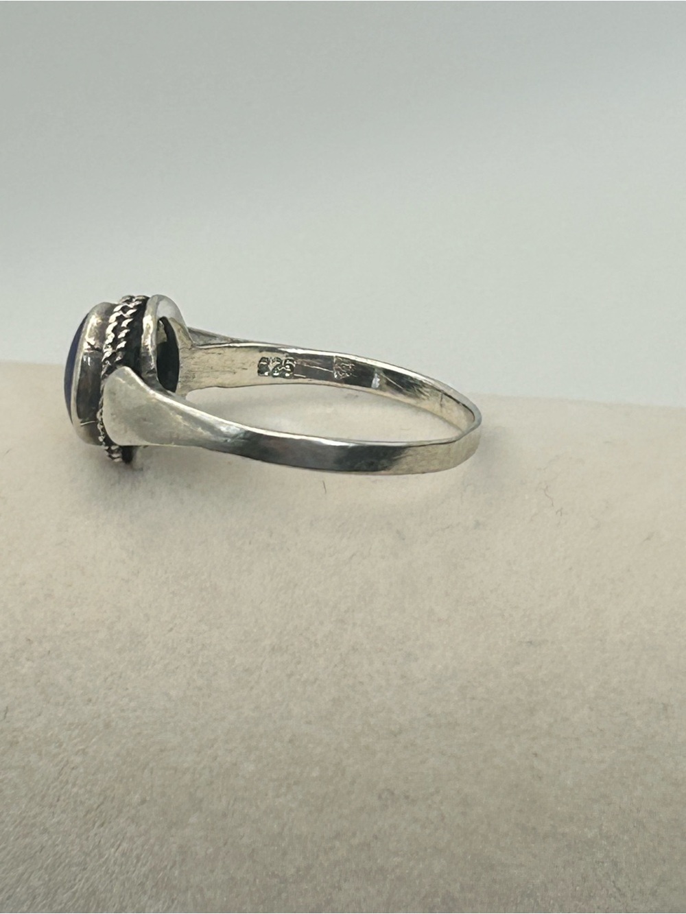 Sterling Silver Blue Lapis Ring Size 7.5 Stamped 925 Oval Stone - Picture 7 of 10